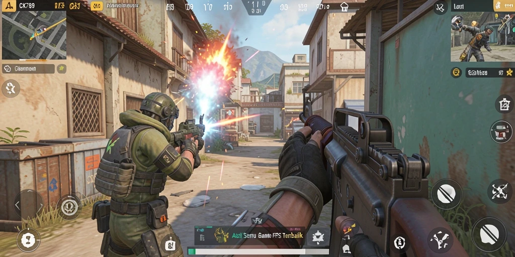 Screenshot gameplay CK789 menampilkan aksi tembak-menembak yang intens.