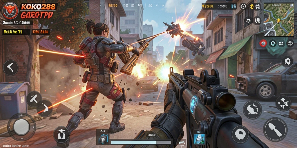 Tampilan gameplay menegangkan dari KOKO288 di medan perang.