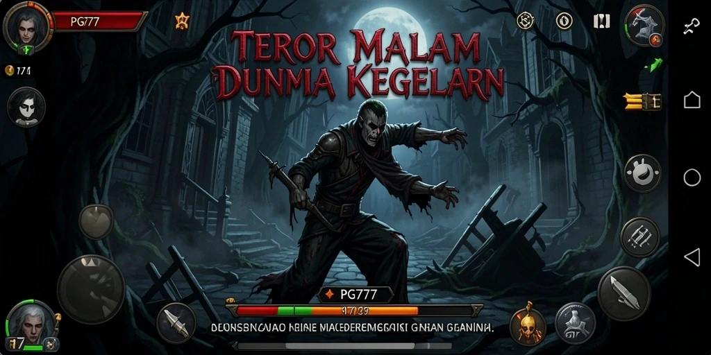 Tangkapan layar PG777 menampilkan suasana misterius dan menegangkan dari permainan.
